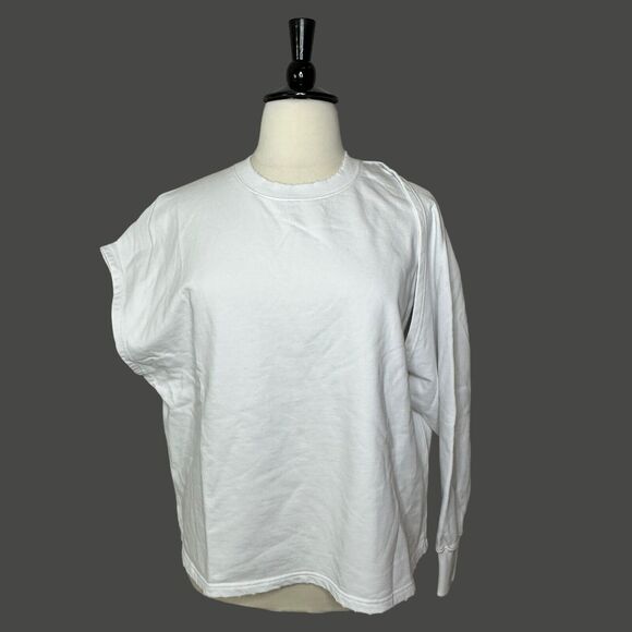 Sandrine Rose Convertible L/S S/S Distressed Sweatshirt White Women Medium NWT - Picture 4 of 14